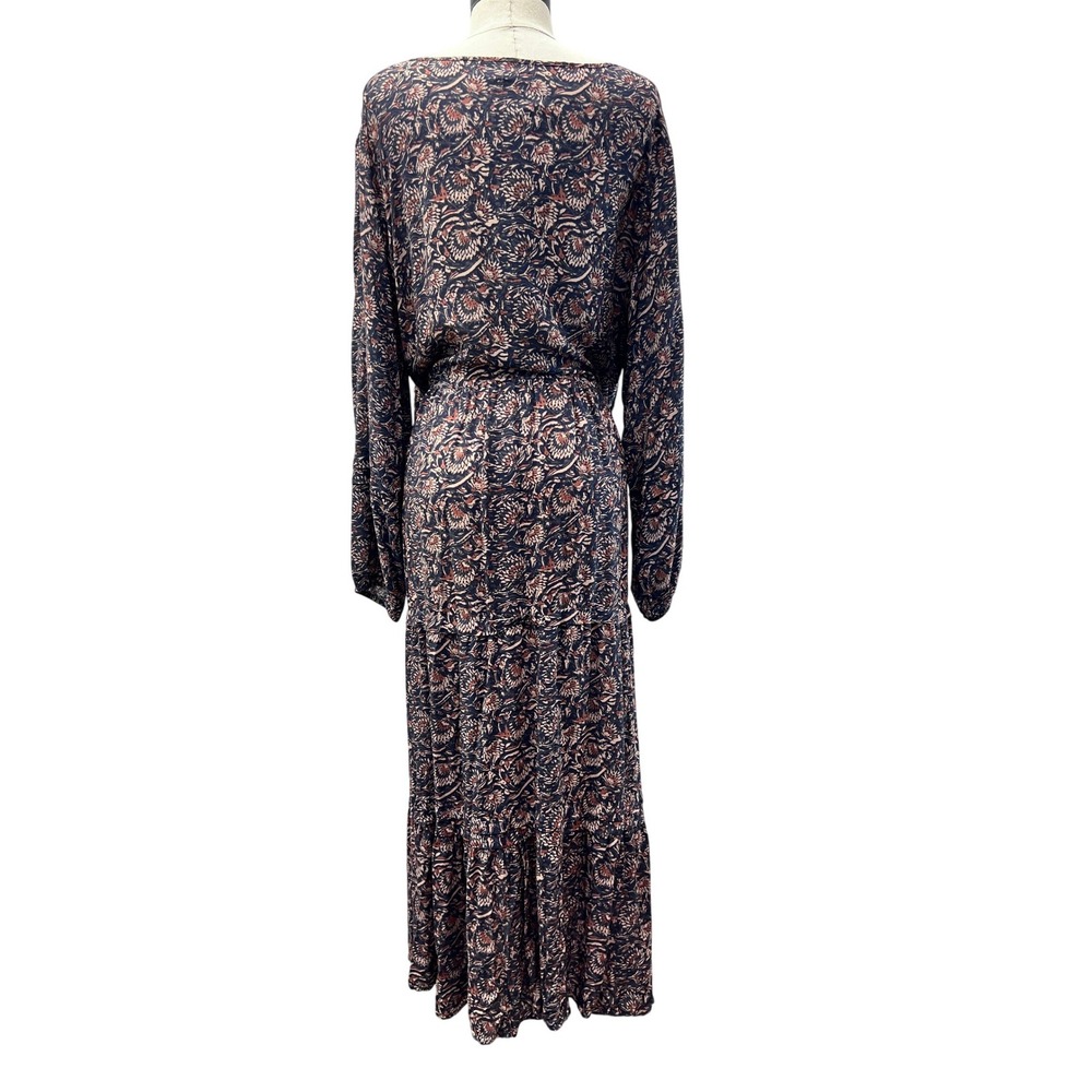 Faherty Isabella Maxi Dress Women Large Navy Rose Excellent Tiered Boho Paisley - Picture 7 of 10